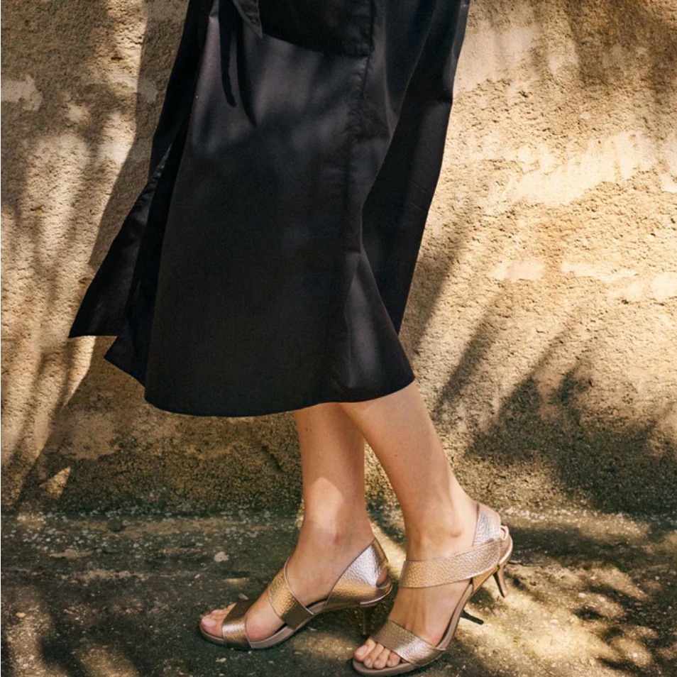 Pedro Garcia Metallic Gold Strappy Heeled Sandals